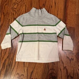 Vintage Baby Gap Striped Gray and White Shirt w/ Green Accents - 18-24M